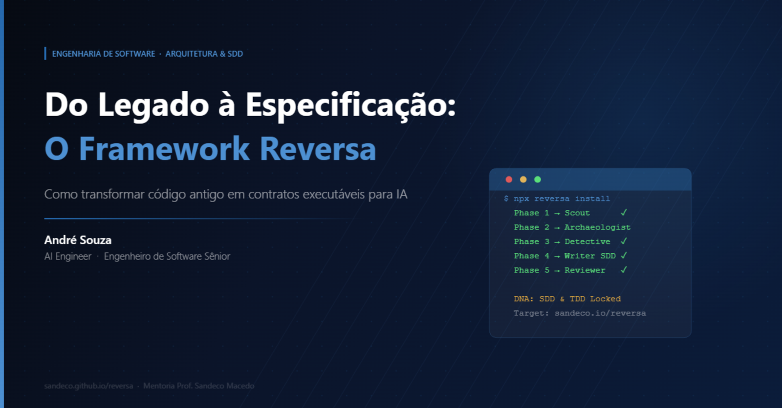 Capa do artigo: Como transformar sistemas legados em especificações executáveis para agentes de IA: o Framework Reversa
